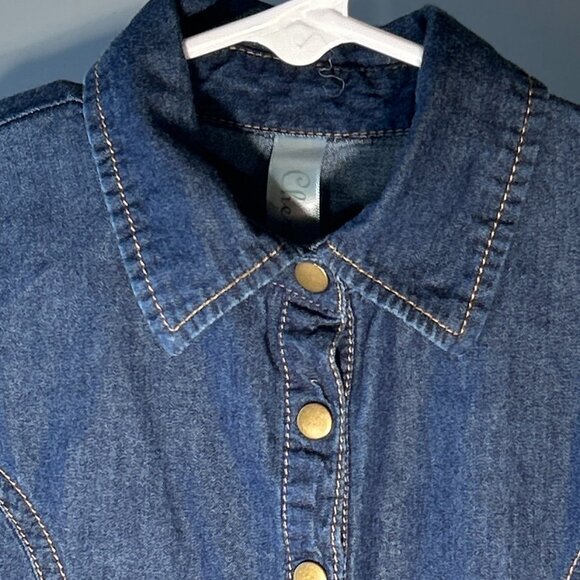 Cherokee Girls SZ M Vintage Blue Denim Top or Dress Western Cottage Prairie 80's - Picture 4 of 11